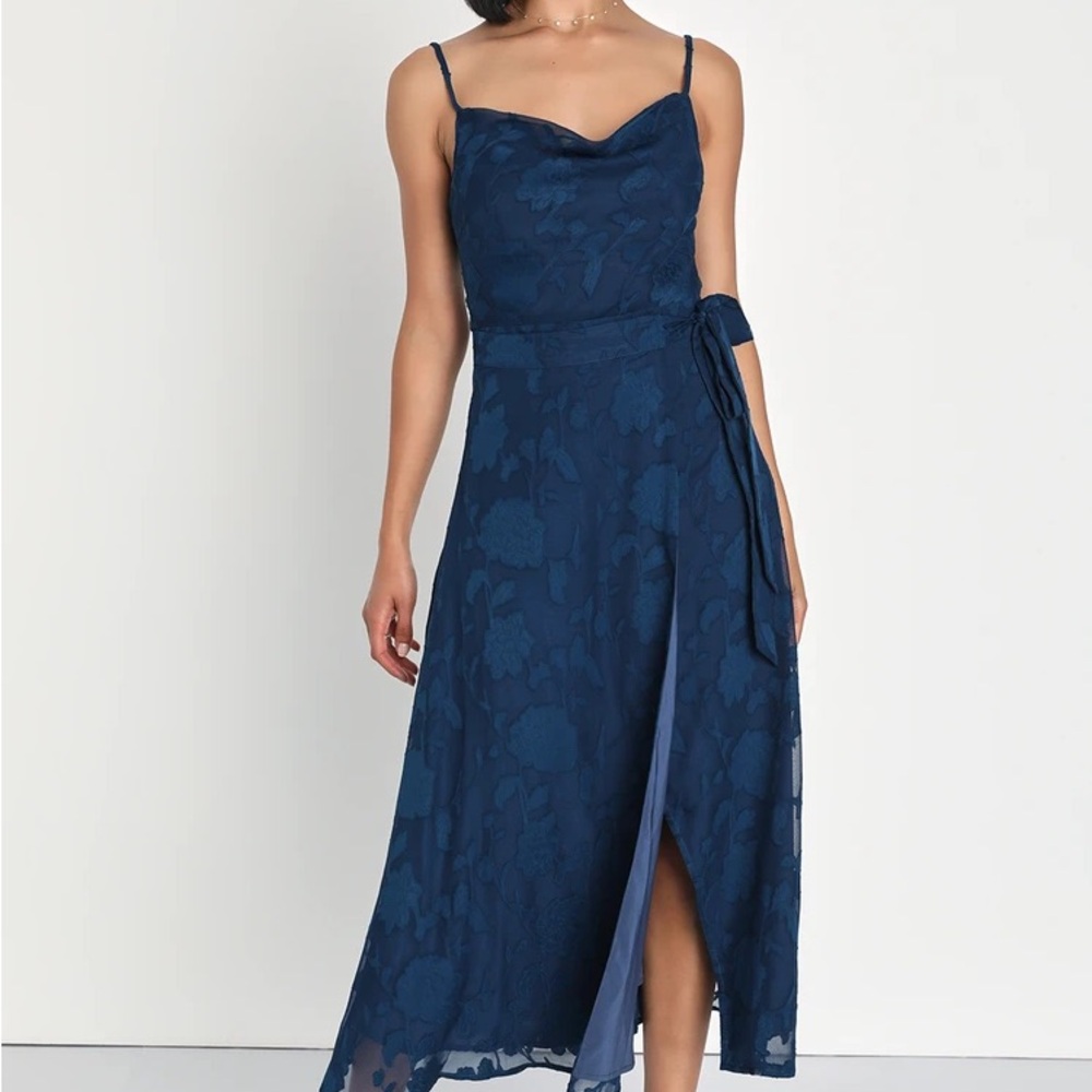 Lulu's Navy Blue Floral Maxi Dress